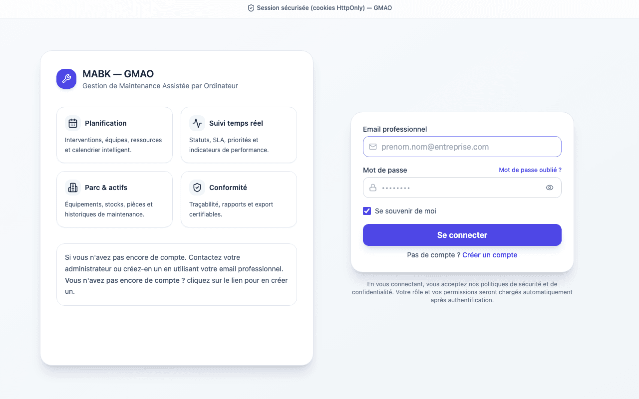 MABK GMAO — Gestion de Maintenance Assistée par Ordinateur pour PME et TPE