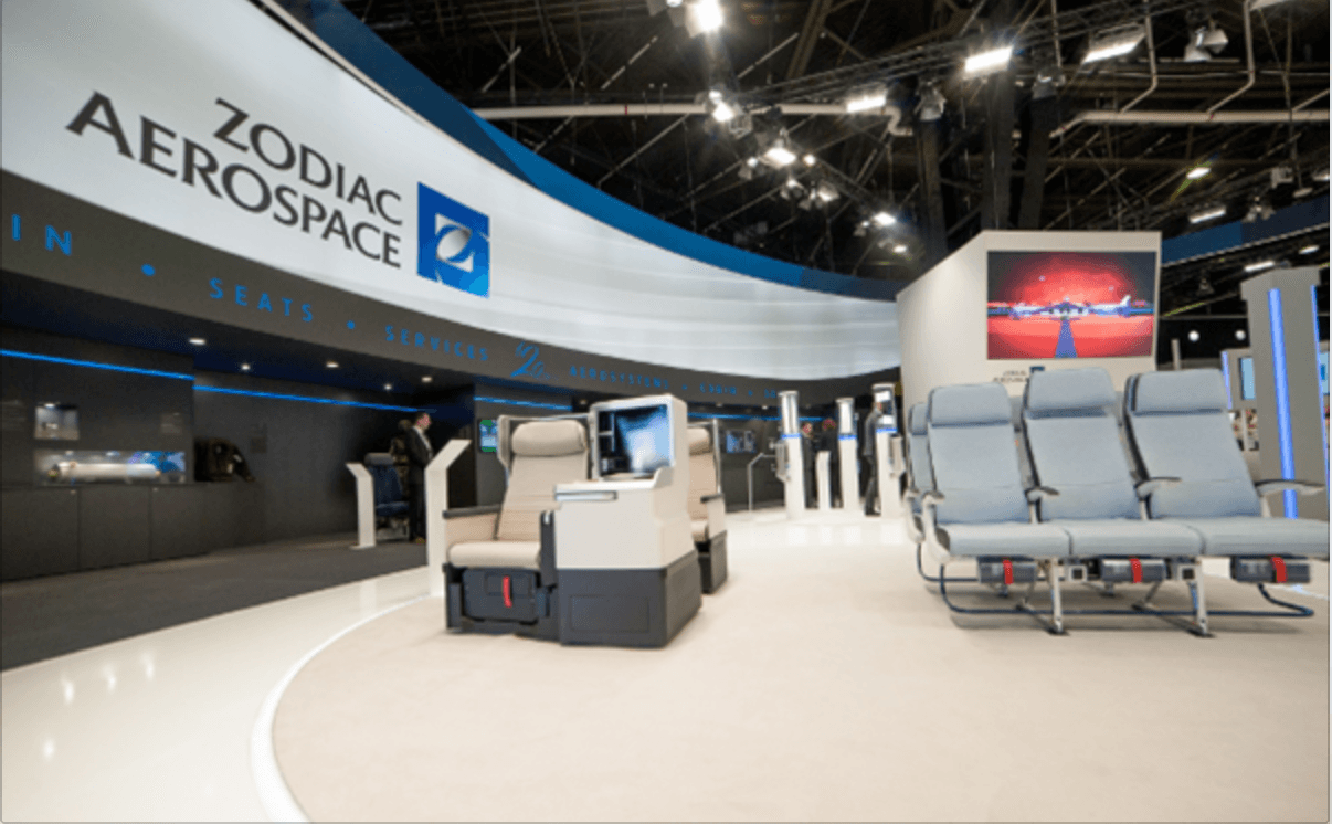 Stand Zodiac Aerospace — sièges avion et showroom programme aéronautique